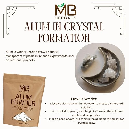 Miniatura 6 de MB Herbals Polvo de alumbre 8 oz / 0.5 lb / 227g Desodorante Después del afeitado Tela de cuero y papel mortal No ingerir Solo uso externo