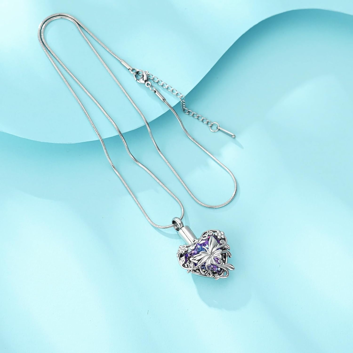 zeqingjw Butterfly Urn Necklaces for Ashes Urn Jewelry for Human Pet Ashes for Women Heart Cremation Necklace for Ashes