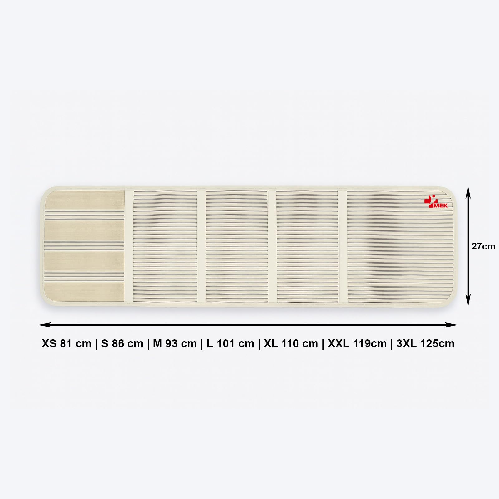 MEK 3002 Medizinische Bauchbandage mit Anti-Roll-System | Postoperativer Bauchgurt gegen Einrollen | 27 cm hoch, Atmungsaktiv, CE-Zertifiziert, **Beige (Hautfarben)** XL