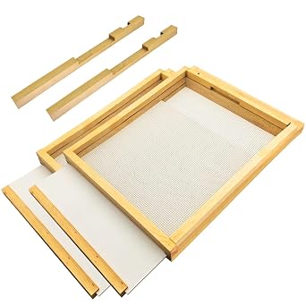 2 Pcs 10 Frame Beehive Screened Bottom Board Dipped in Beeswax with Entrance Reducer,Screen Bottom Board with Solid Wood for Beekeeping Supplies
