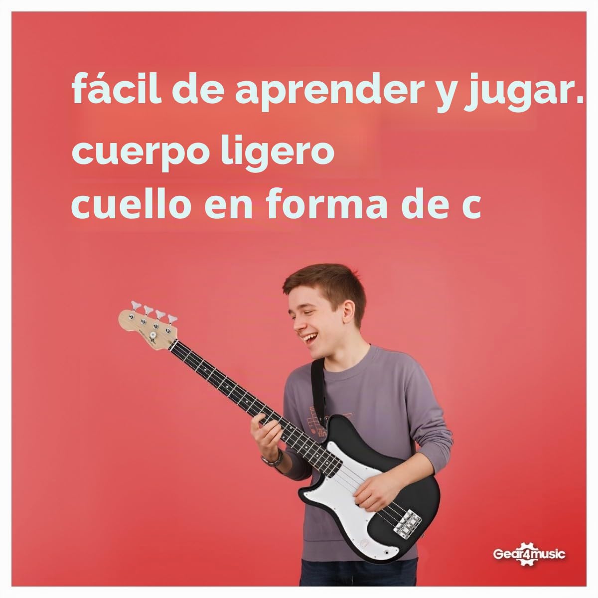 VISIONSTRING Guitarra Bajo Eléctrico 3/4 Mano Izquierda y Kit de Amplificador para Adultos y Principiantes