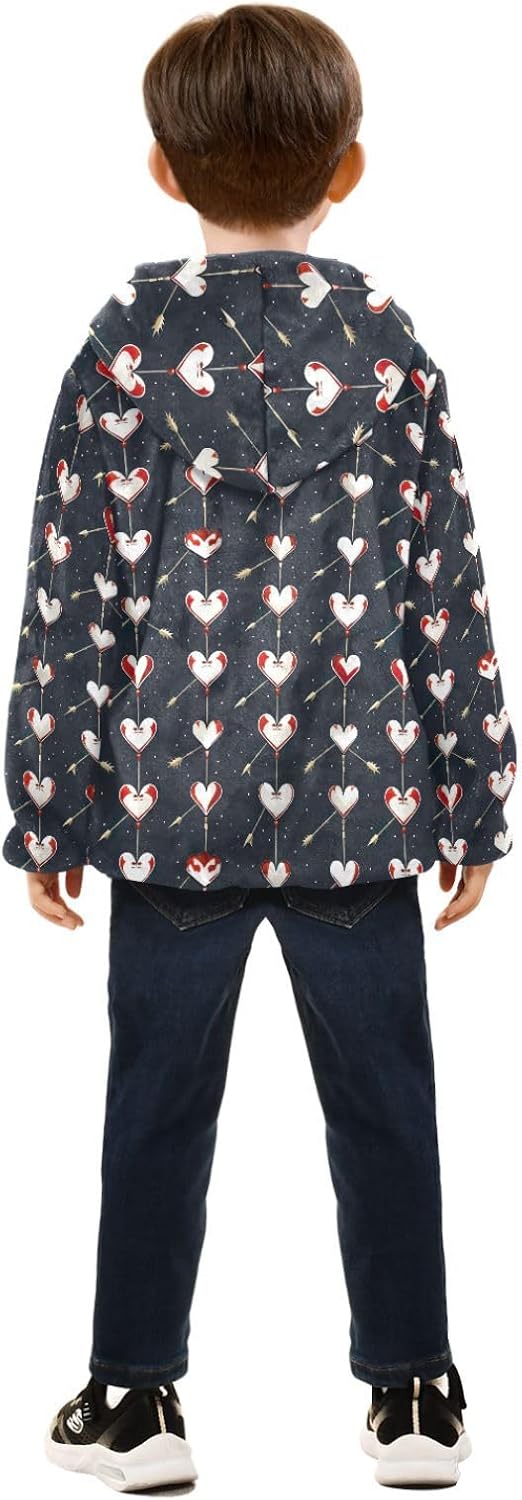 Valentine's Day Heart Boys Fleece Coat,Children's Zip-Up Hoodie Jacket,Baby Warm Fashion Outerwear 3-10T,B0402637