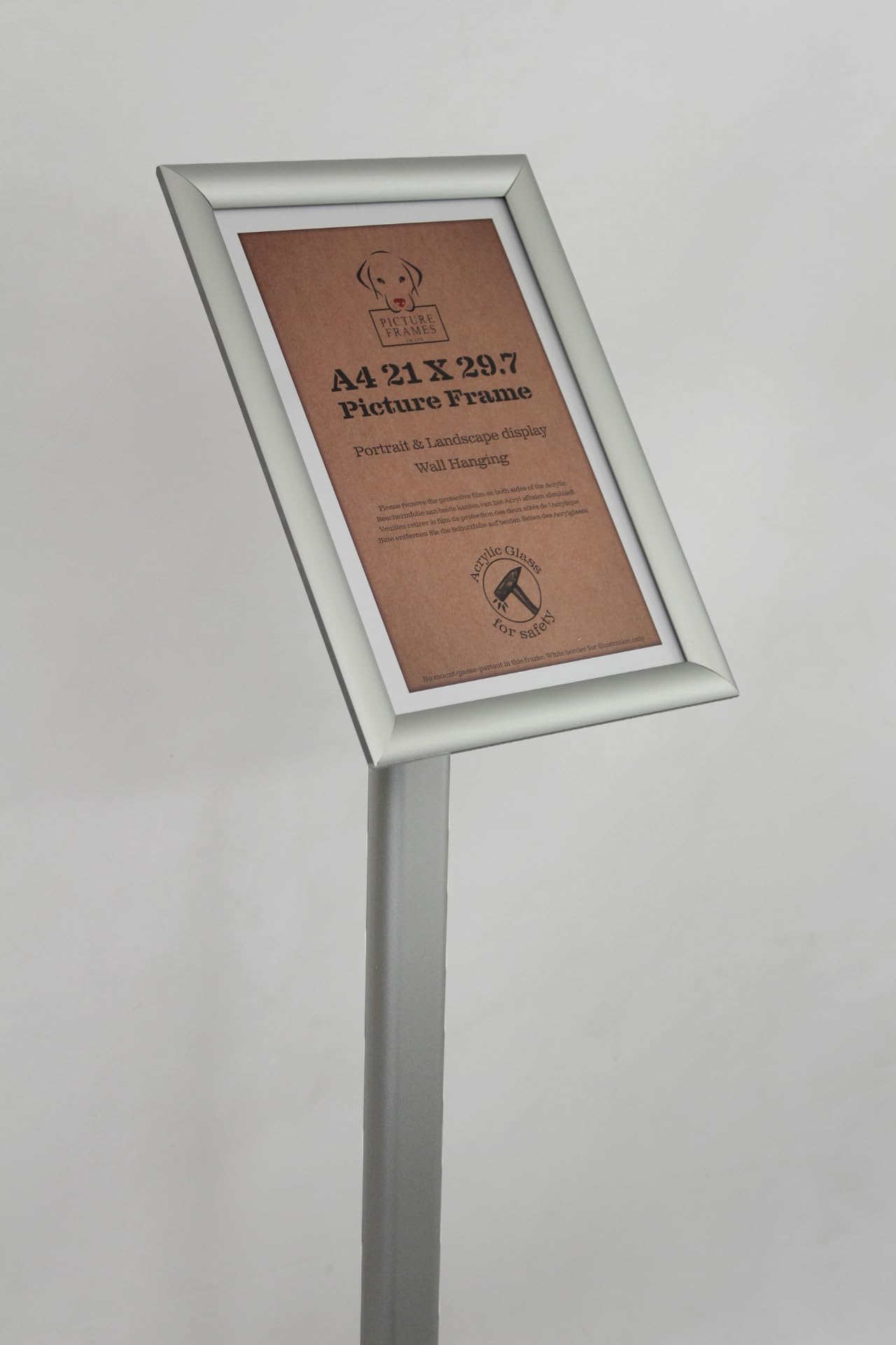 Infoständer, Silber, A4 | Informationsständer, Bodenständer aus Aluminium, Drehbarer Präsentationsständer, Posterständer, Plakatständer