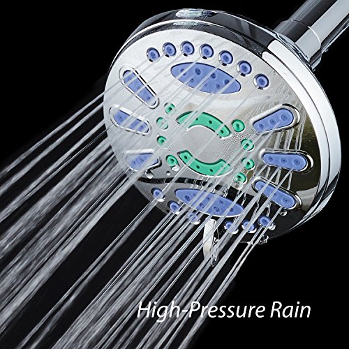 Aquastar Elite High-Pressure 6-Setting Extra-Large Luxury Spa Shower Head With Anti-Clog Jets. Solid Brass Ball Join/All Chrome Finish #TOP7