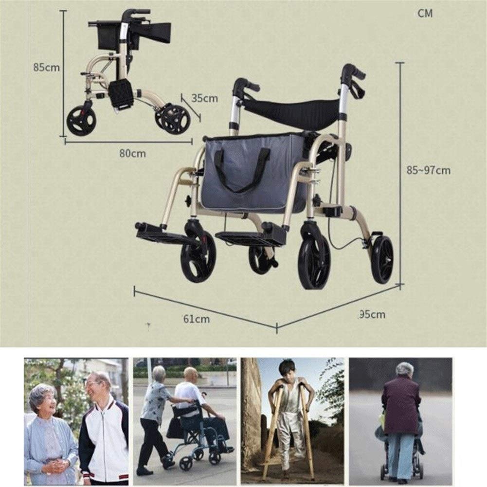 Rollator Walker with Seat and Basket, 4 Wheel Walkers for Seniors, Foldable Rollator Walking