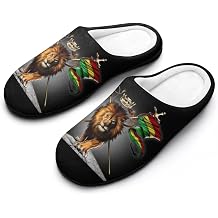Lion Flag Reggae Rasta Green Yellow Red Art Man Womens Slippers Furry Keep Warm Cotton Shoes Anti Skid Winter Room Slipper