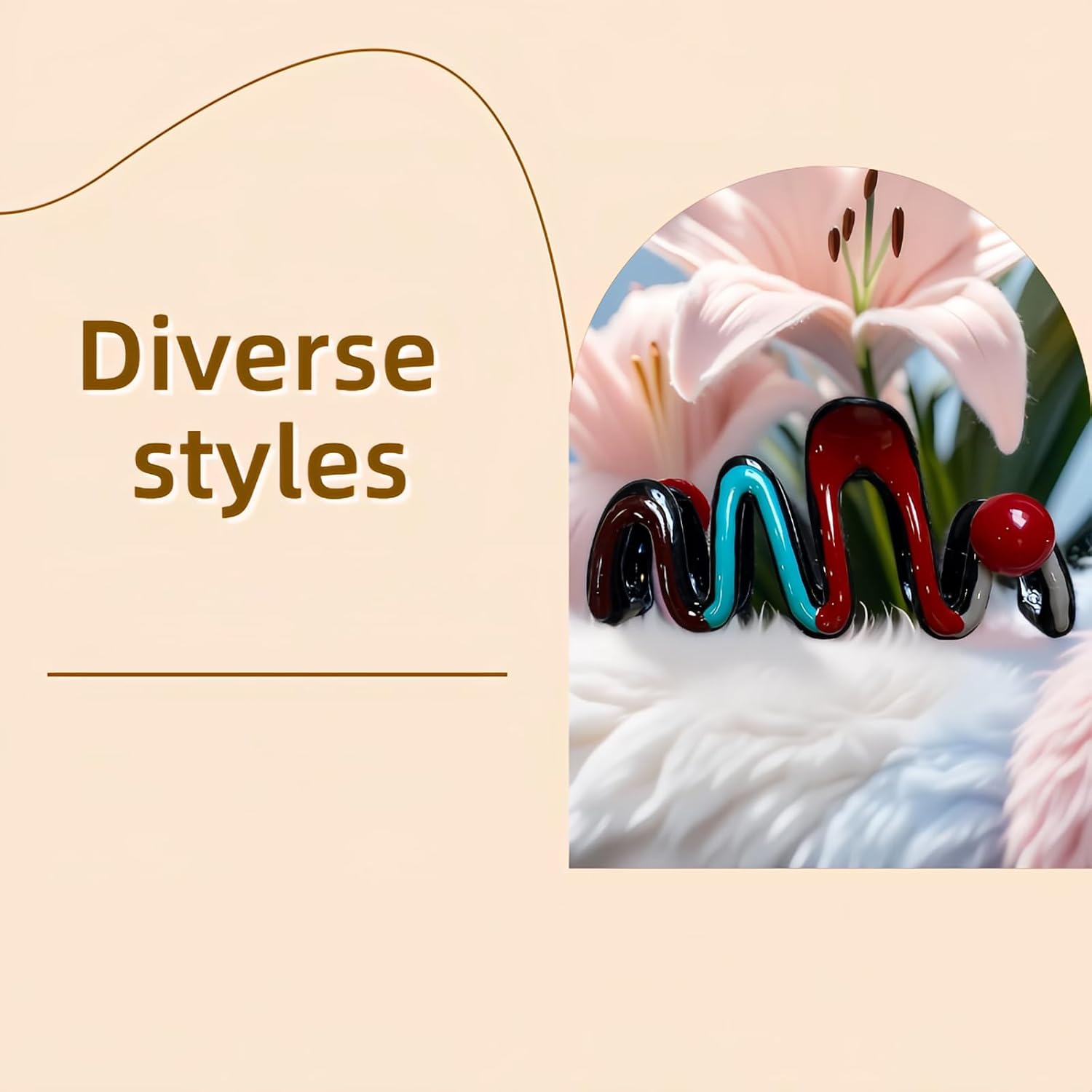 2-in-1 Large Hair Claw Clip for Thick Hair: Red/Blue Wave (10.5cm) & S-Shape (12.5cm) - Elegant French Retro & Modern Minimalist, ABS Lightweight, Non-Slip for Updo, Work, Party