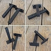 Vista 5 de Soporte de estante rústico flotante en T, soportes para estantes ocultos colgantes, soporte de estante de división de carga para montaje en pared