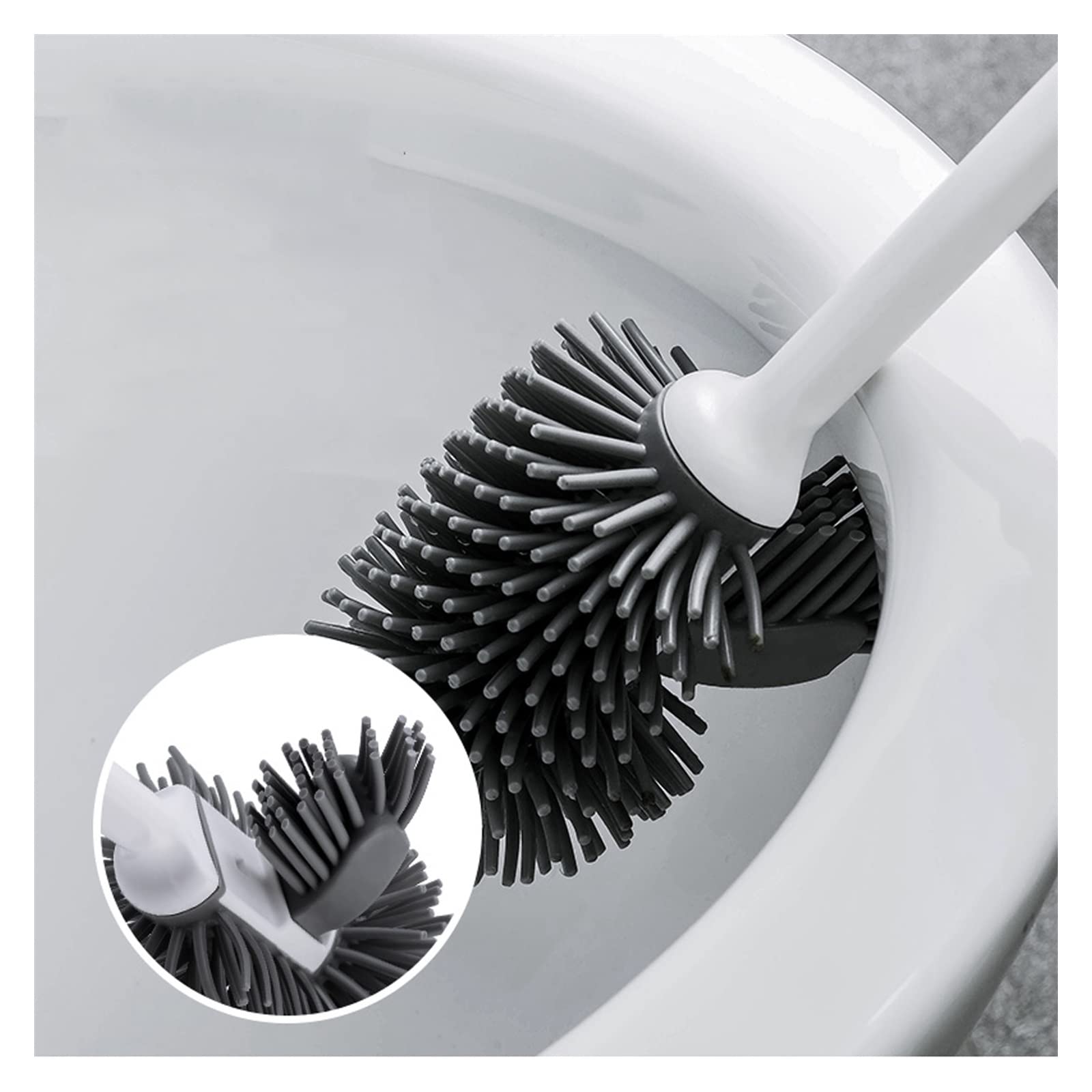 Toilettenbürste, WC-Bürstenhalter-Set, WC-Bürste, WC-Reinigungsset, Heim-WC, Langer Griff, Silikonbürste mit Sockel, WC-Bürste und Halter