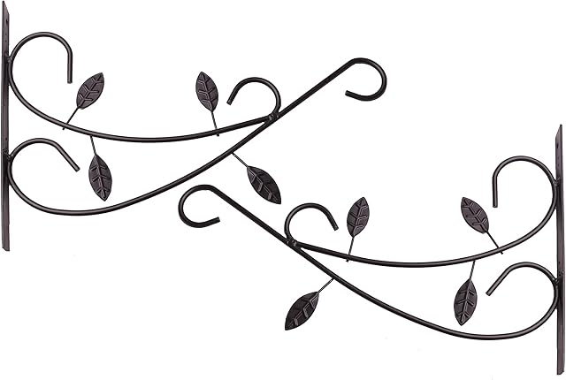 DIVCHI Metal Hanging Hook Plants Brackets, Iron Wall Mount Bracket Durable Rust-Resistant Plant Hanger Hook for Hanging Plants Bird Feeder Lantern Wind Chimes (2Pack)