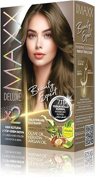 1 BOX 2 X 50 ML WITH MAXX DELUXE BEAUTY EXPERT HAIR COLOR KERATIN Dense Ash Brunette 7.11