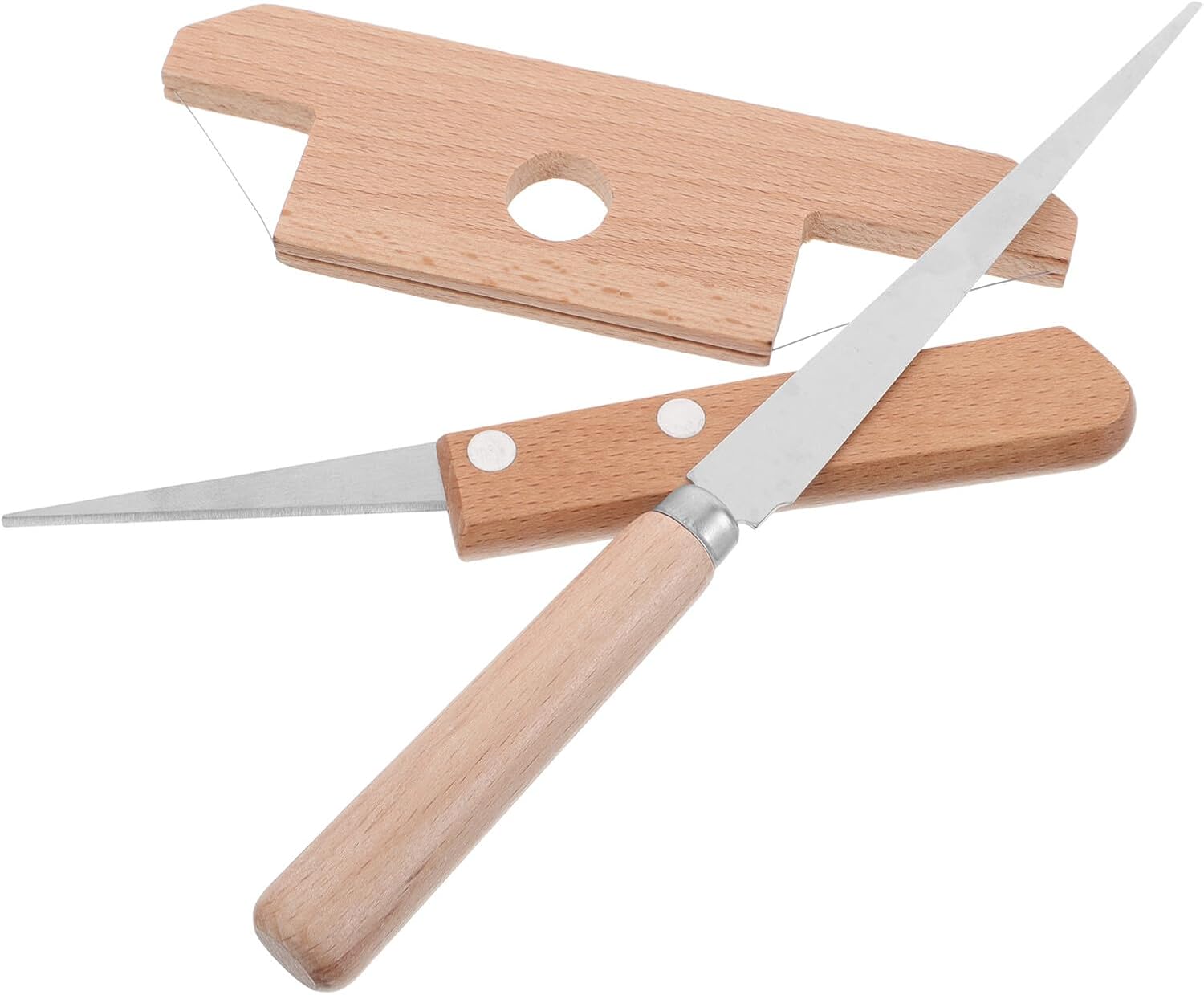 Operitacx 3-pcs Pottery Fettling Tools Set with Wooden Handles and Wire Bevel Cutter for Clay Trimming and Sculpting, Modeling Tools for Ceramic Artists and DIY Craft