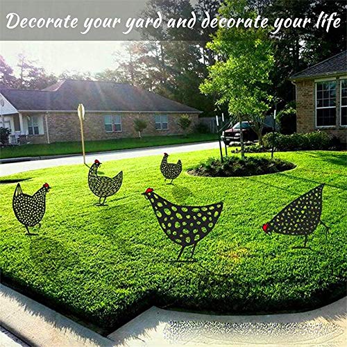 5Pcs Rooster Animal Stakes, Chicken Family Garden Silhouette Yard Art, Hollow Out Animal Shape Decor For Outdoor-For Lawns Backyard 5Pcs #TOP1