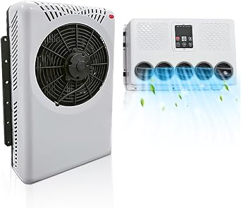 Treeligo 12V Mini Split Air Conditioner, 12000 BTU Truck DC Air Conditioner, 12 Volt Fast Cooling AC Kit for Semi Truck, Camper, RV, Construction Vehicles, Cranes, Tractor, Excavator, Trailer
