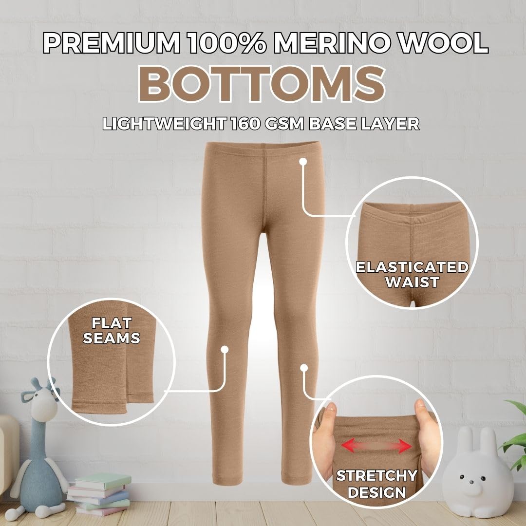 menique Leggings per bambini per ragazze e ragazzi in merino biologico 160 g/m²