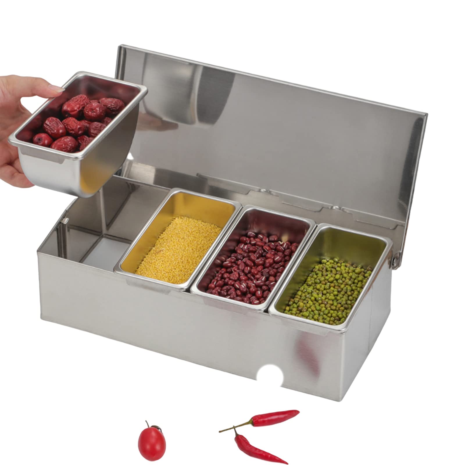 Générique Coffret De 4 Boîtes À Épices Hermétiques - Lot De Rangement De Cuisine Pour Herbes, Condiments Et Assaisonnements | Avec Couvercle, Set Pratique Et Réutilisable