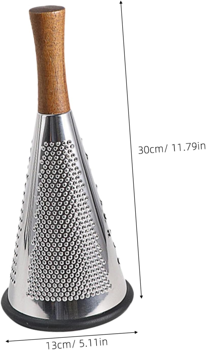 SOLUSTRE Stainless Steel Cheese Grater Wooden Handle Shape Multifunctional Vegetable Slicer for Kitchen