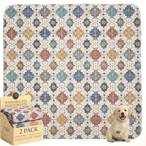 Image of Washable Pee Pads for Dogs,Great Urine Absorbent Reusable Puppy Training Pads,Waterproof,Leak-Proof & Non-Slip Potty Pads for Whelping,Crate,Playpen,Bed.(Colorful Day,48 inchx48 inch)