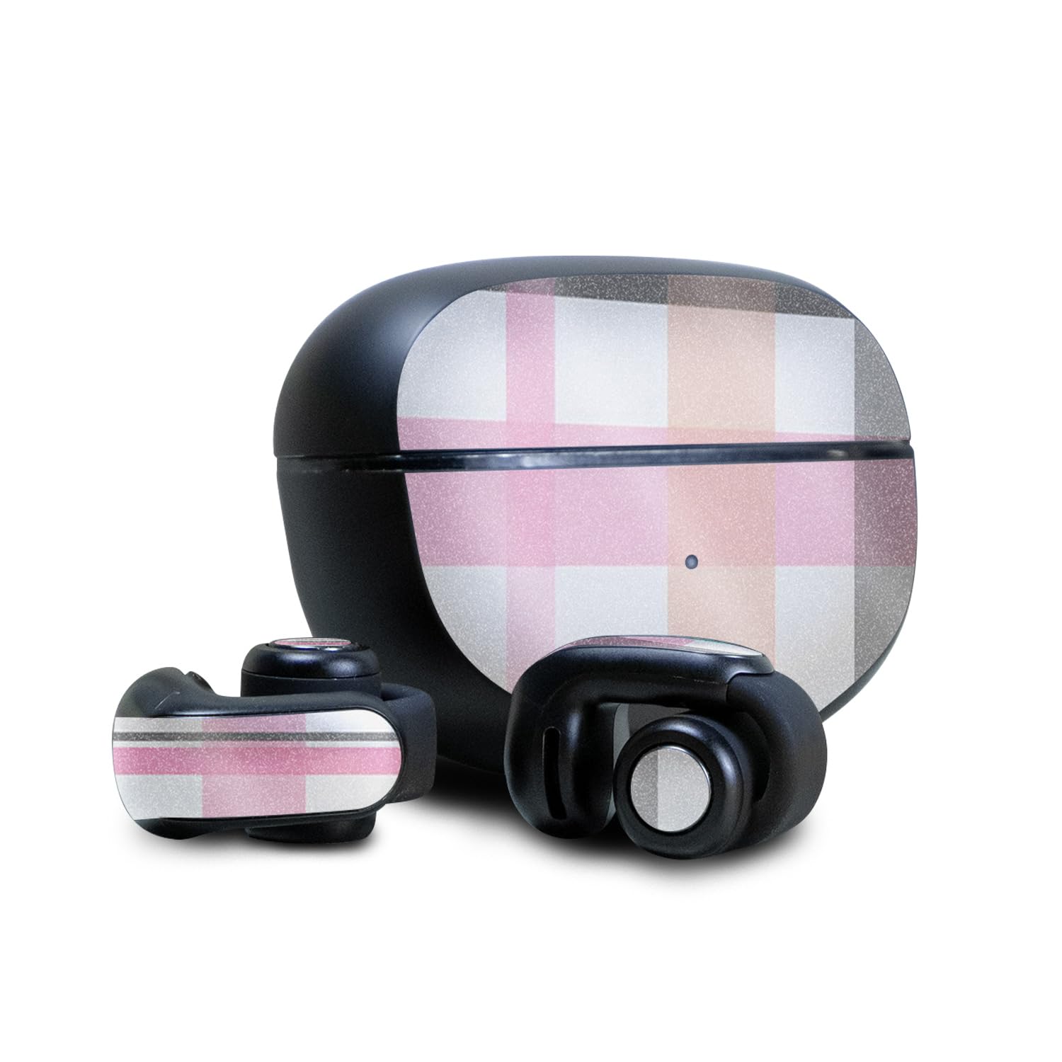 Glossy Glitter Skin Compatible with Bose Ultra Open Earbuds - Plaid - Premium 3M Vinyl Protective Wrap Decal Cover - Easy to Apply | Crafted in The USA by MightySkins