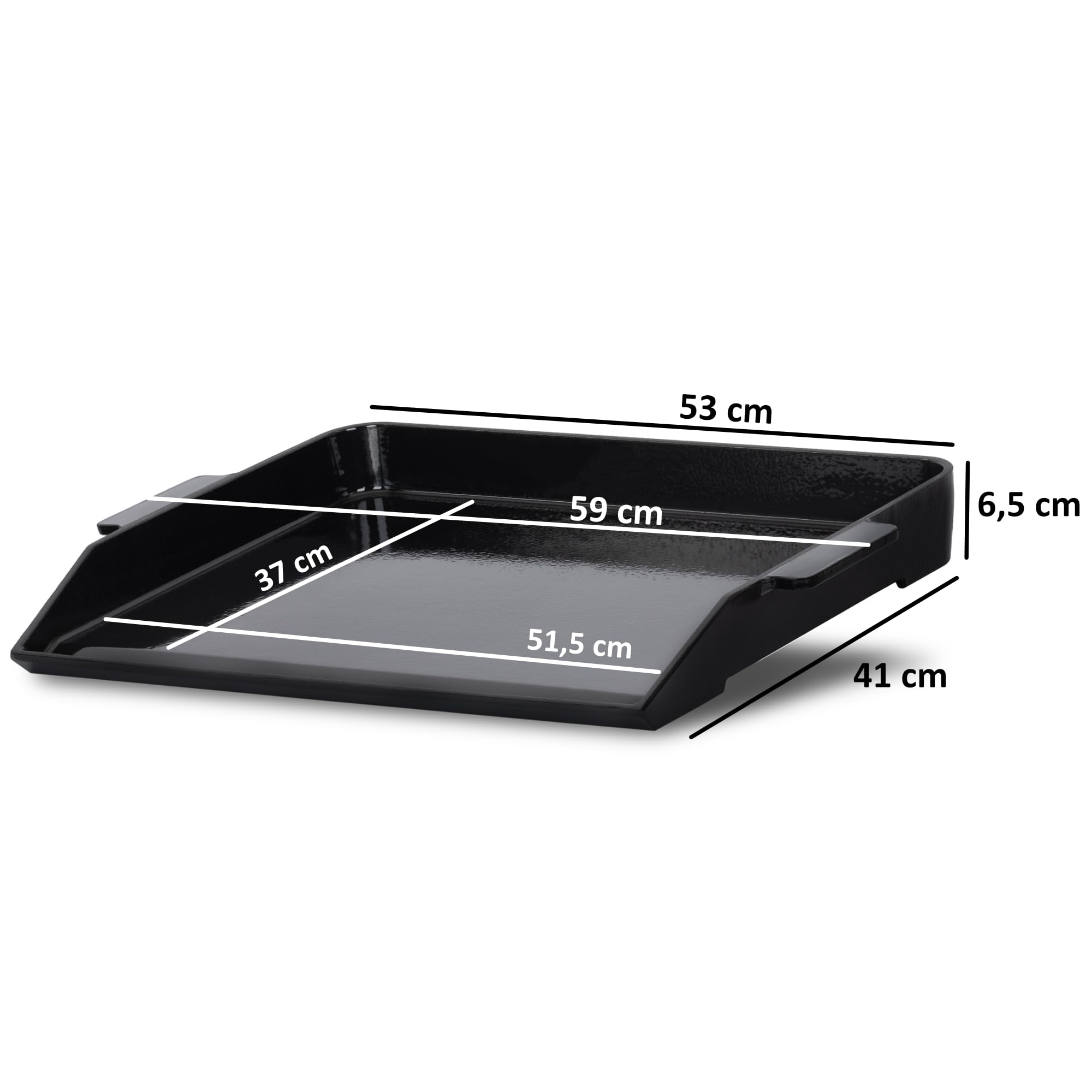 BBQ-Toro - Gietijzeren geëmailleerde bakplaat - 59 x 41 cm - Rechthoekig, universeel en massief - Voor houtskool en gas - Grillaccessoires