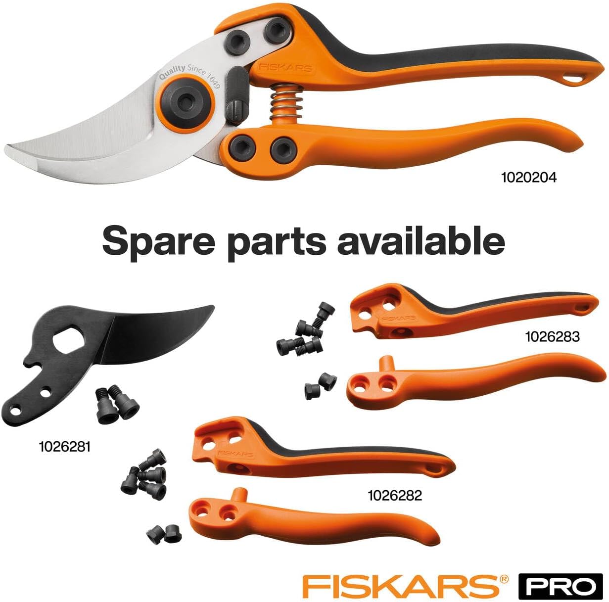 Fiskars Pruning shears, Medium (PB-8), High-Steel blades, Length: 20 cm, Black/Orange, 1020204