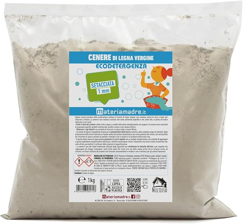 Ceniza de leña virgen tamizada de 1 mm – Bolsa de 1 kg