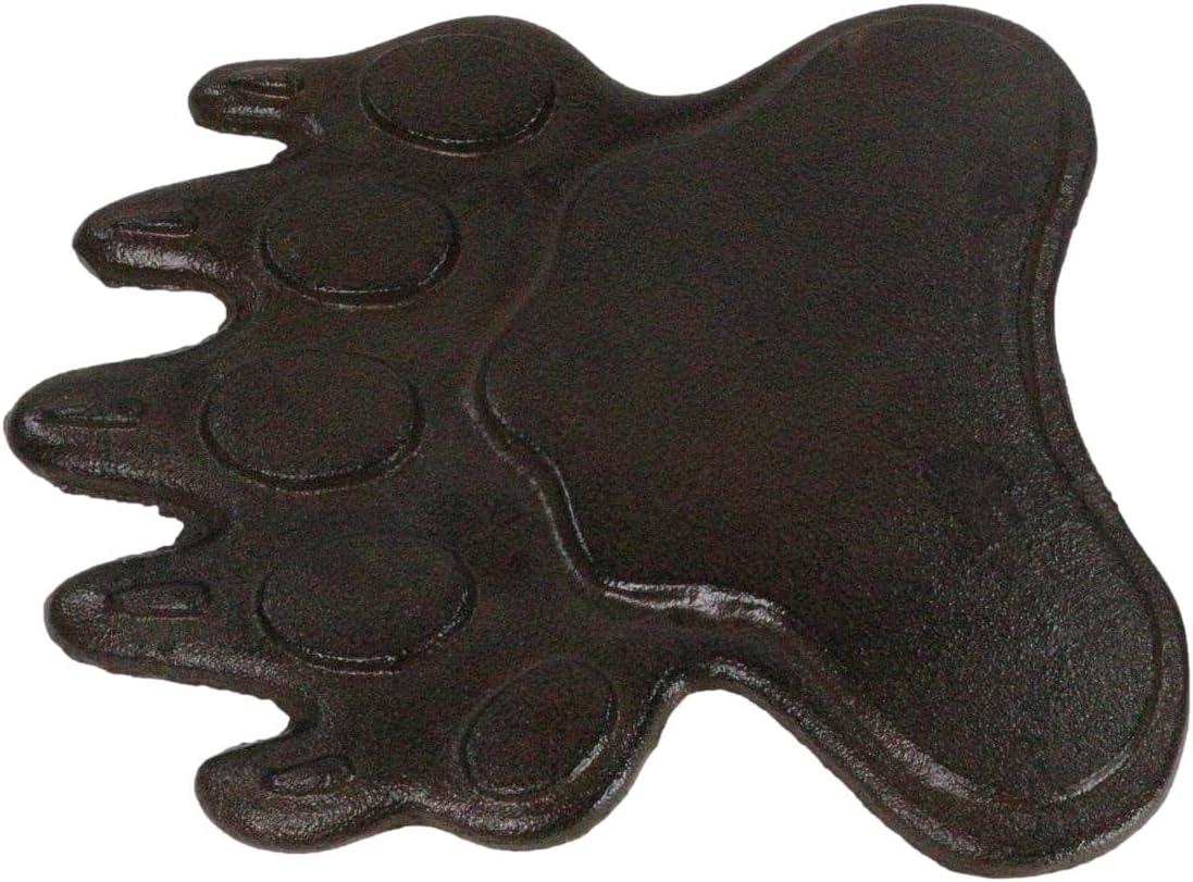 Ebros Gift Pack of 2 Cast Iron Grizzly Bear Left and Right Paw Print Garden Stepping Stone Pave Foot Step 10" by 8.25" Decorative Gardening Accent Decor