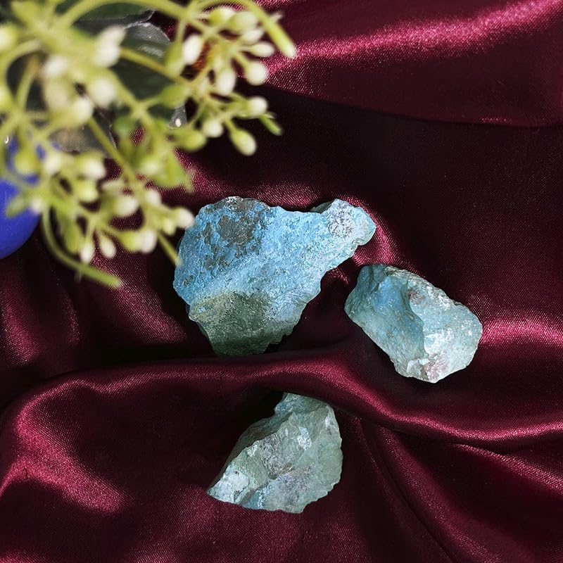 Image of Chrysocolla Raw Stone (1 Kg) | Natural Healing Crystal for Communication & Emotional Balance | Natural Stones for Meditation & Reiki | Decorative Crystals for Spiritual Home & Office Decor (3-4 Pcs)