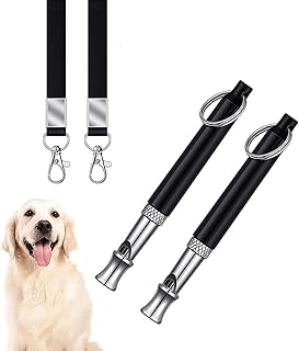 2 Pack Dog Whistle, Dog Whistle to Stop Barking Neighbors Dog, Adjustable Ultrasonic Silent Dog Whistle, Professional Recall Dog Training Whistle with Lanyard