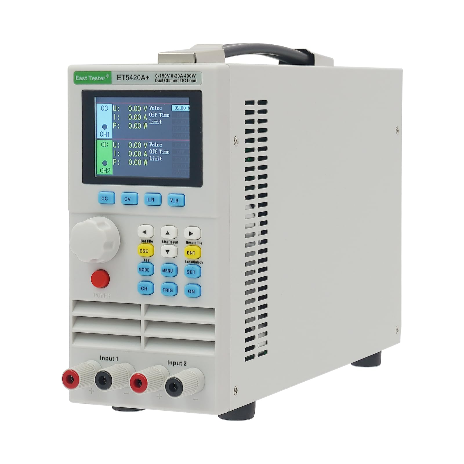 Elektroniczny tester obciążenia programowalny z dwoma kanałami | 400 W 0-150 V 2 x 20 A DC interfejs USB CC/CV/CR/CP ekran LCD do zasilaczy i test LED