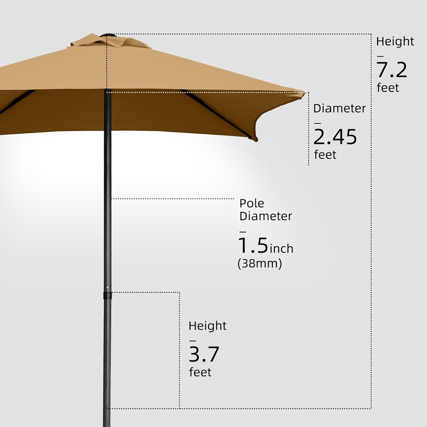 4.9ft Mini Square Patio Umbrella - UV 50+ Waterproof & Easy Setup | Outdoor Table Umbrella for Deck, Balcony, Garden, Lawn, Backyard, Market