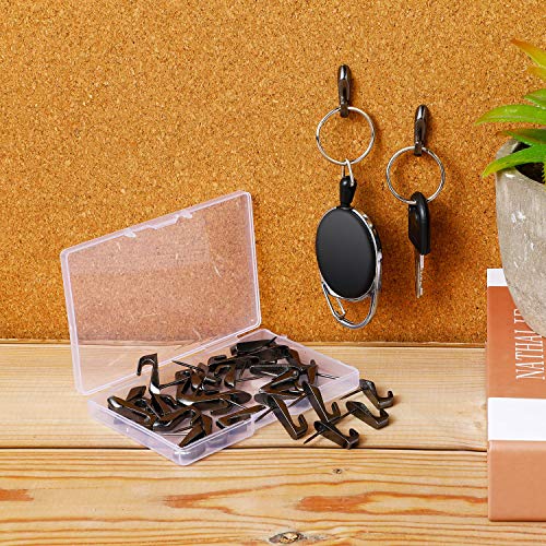 Image of Hotop 30 Pcs Push Pins Picture Hooks 20 Lbs Thumbtacks for Wall Hanger Picture Hanging Nails for Wall Decorative Thumb Tacks for Fabric Drywall Bulletin Cork Board Office Home(Black)