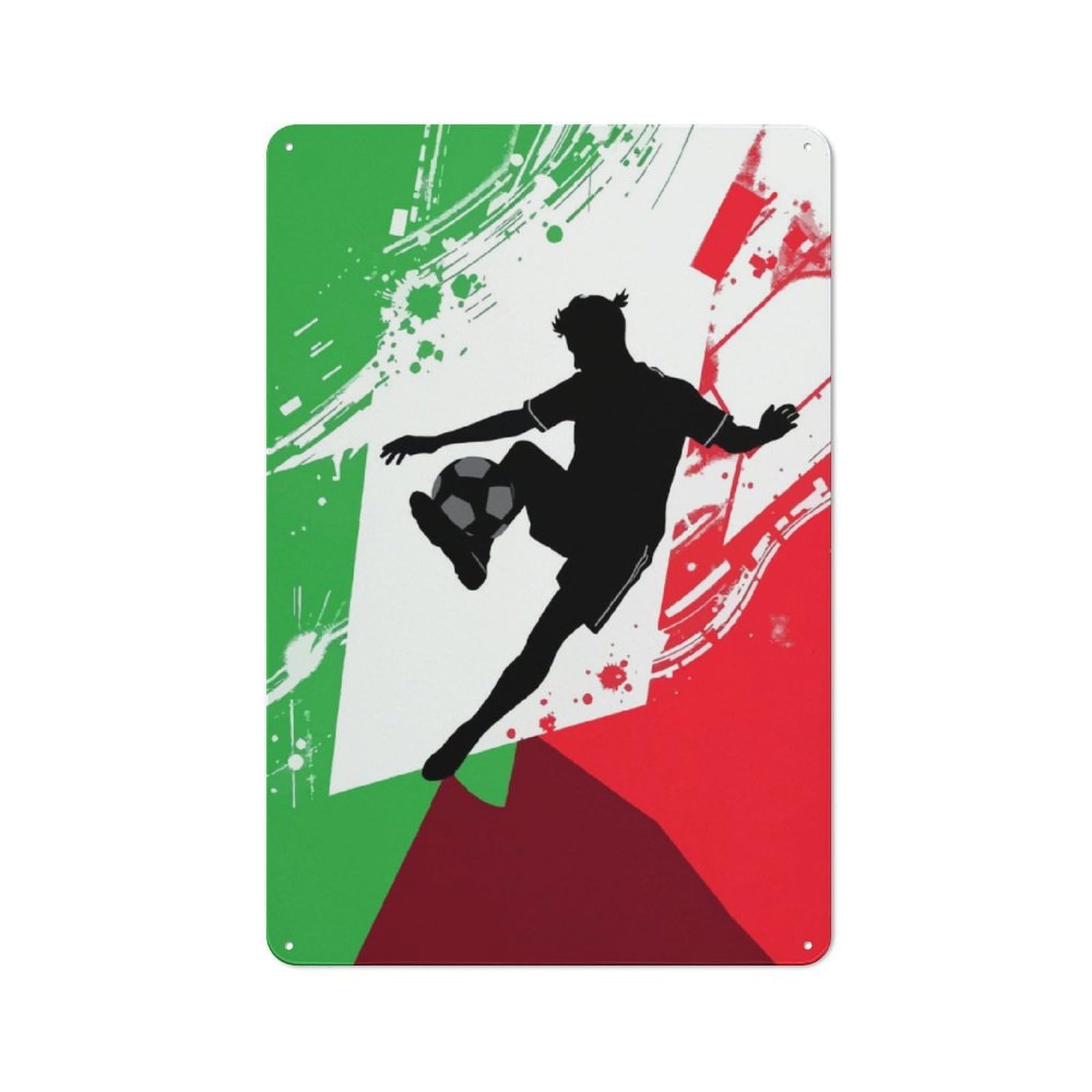 Junmoney Italy Soccer Player Silhouette Vintage Printed Metal Sign 30X20cm For Bar Or Restaurant, For Restaurant Interior Fans