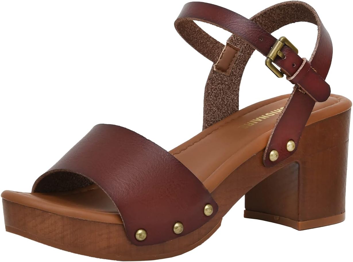 CUSHIONAIRE Women's Sloan Faux Wood Sandal +Memory Foam Insole & LiteSole Technology -Wide Widths Available