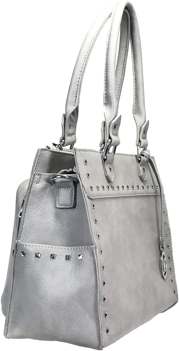 Medium Studded Gun Purse Leatherette Locking Concealed Carry Tote Purse