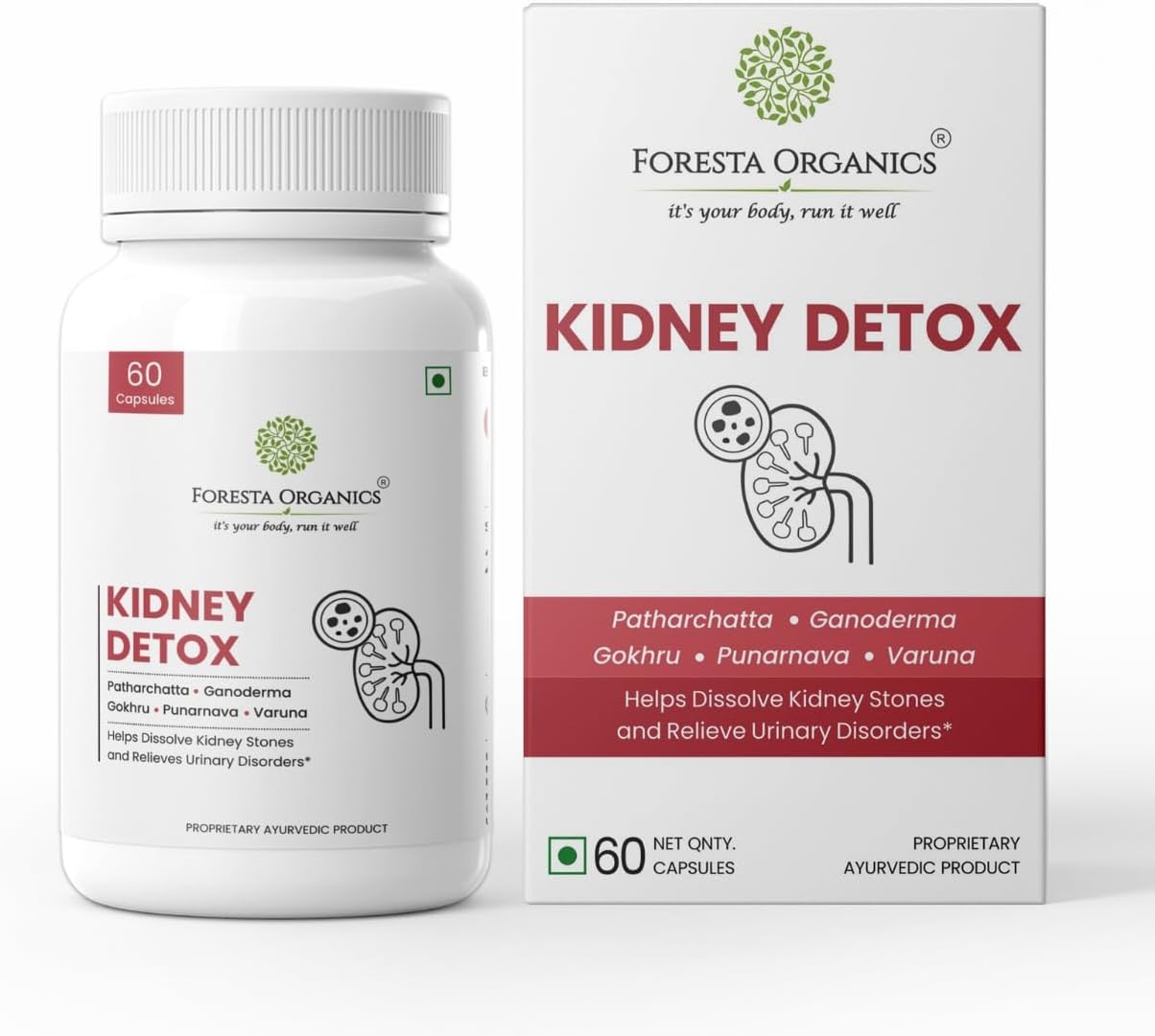 Kidney Detox with Patharchatta Gokhru Punerneva Varuna Ganoderma | Dissolve Kidney Stones | Manage Creatinine Level | 60 Veg Capsules