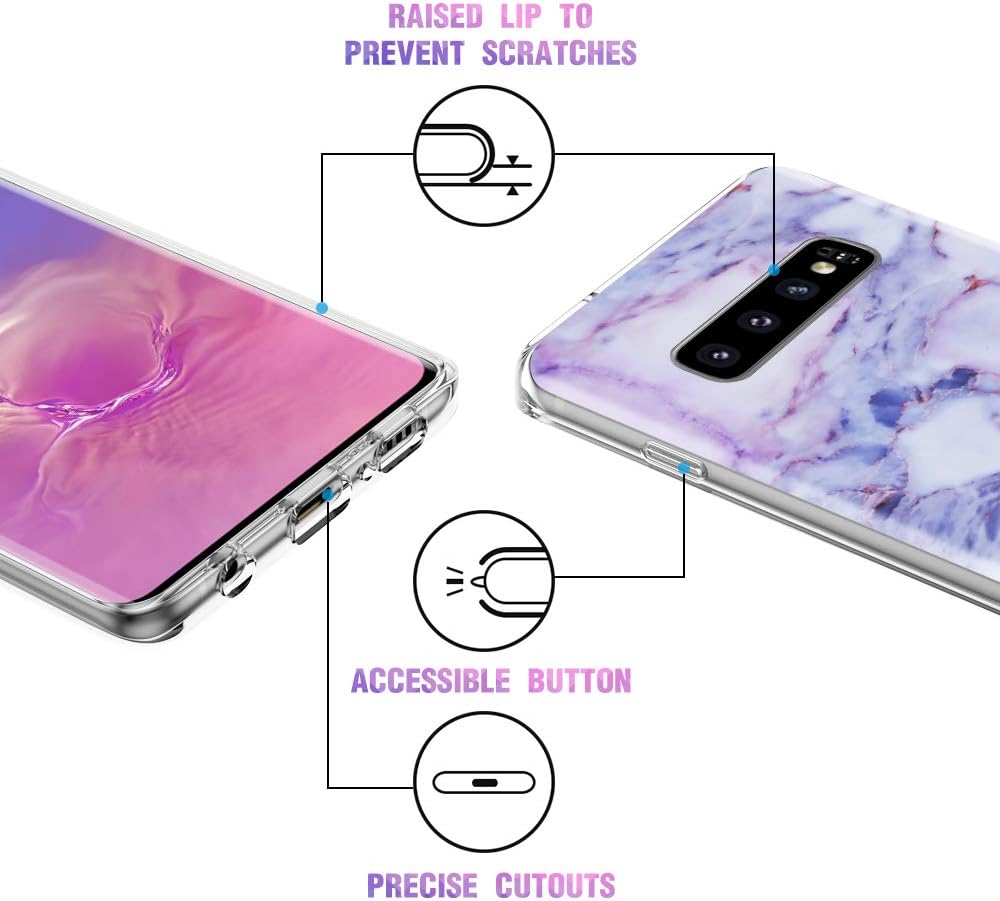 Caka Case for Galaxy S10 Plus Marble Case Slim Anti Scratch Shockproof Luxury Fashion Silicone Soft Rubber TPU Protective Case for Samsung Galaxy S10 Plus (Pink)