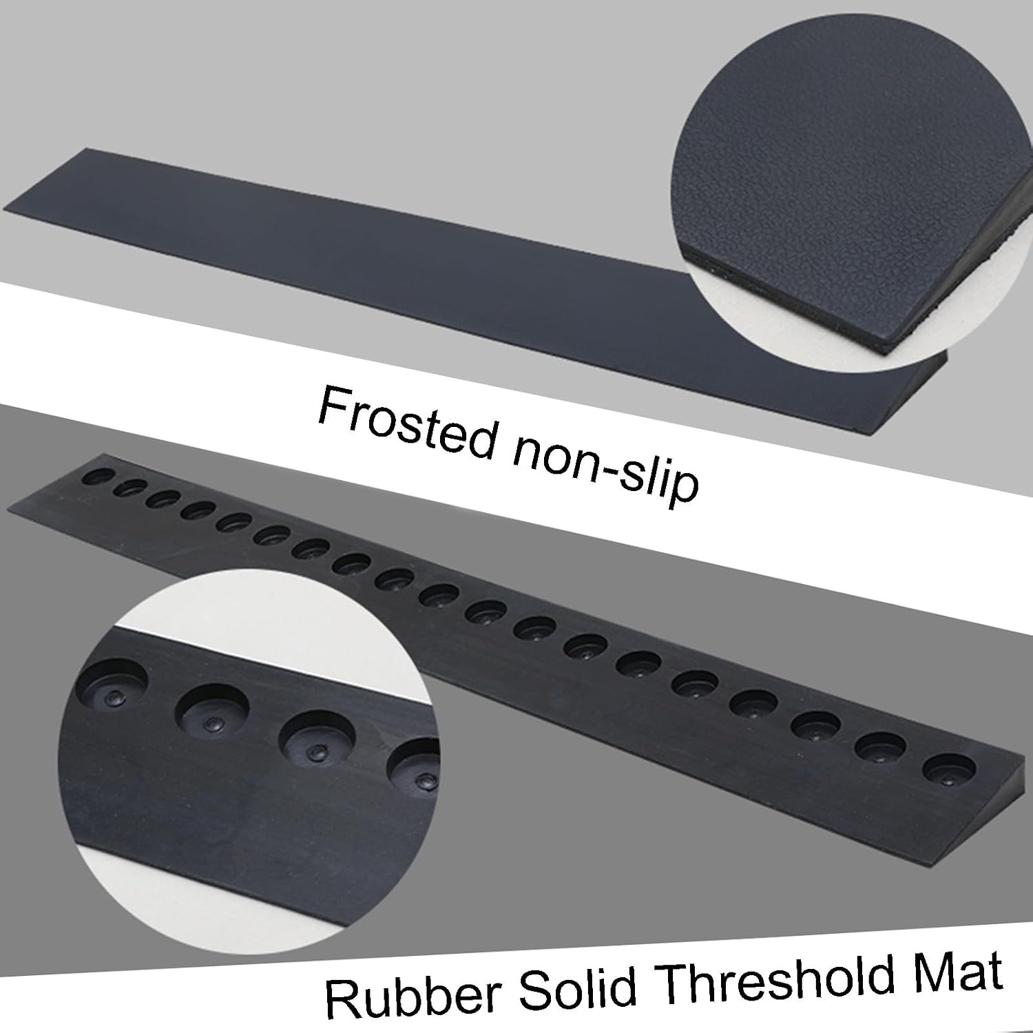 Rubber Solid Threshold Mat Doorway Step Ramp Board Ramp Frosted Non-Slip Design Length Can Be Cut at Will for Driveway Scooter,Bike Curb Ramp Black(98x10x2.5cm/38.6x3.9x0.9)