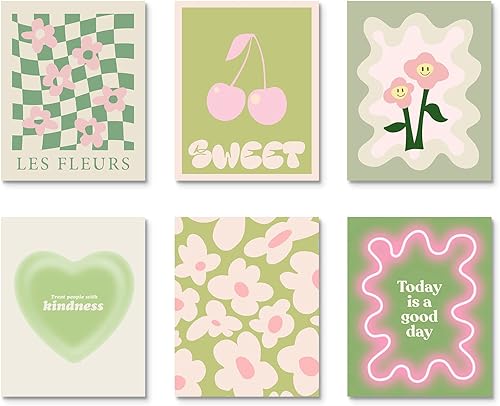 Miniatura 7 de Habseligkeit - Decoración de pared verde danesa pastel para dormitorio de niñas, impresiones artísticas preppy de pared para decoración de