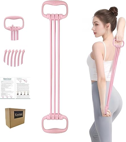 Figura 8 banda de resistencia para mujeres de 15 a 90 libras, bandas de resistencia ajustables con asas para ejercicio de espalda y brazo, 6 cuerdas