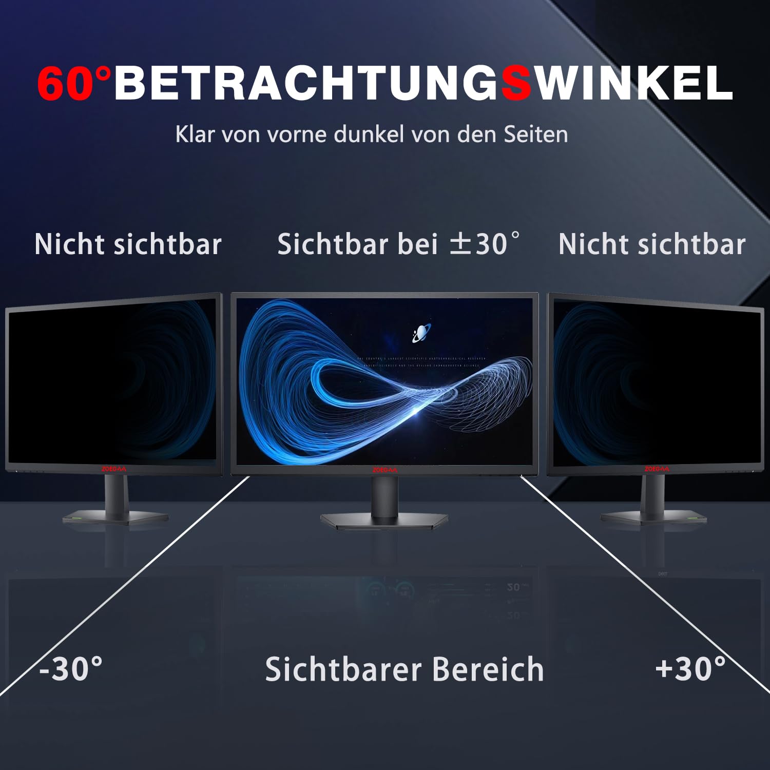 ZOEGAA [2 Stück Blickschutzfilter 24 Zoll Monitor 16:9 für 24" Monitor,Anti Blaulicht Blickschutzfolie Bildschirm 24 Zoll und Abnehmbarer Bildschirm Sichtschutzfolie Bildschirm Sichtschutz