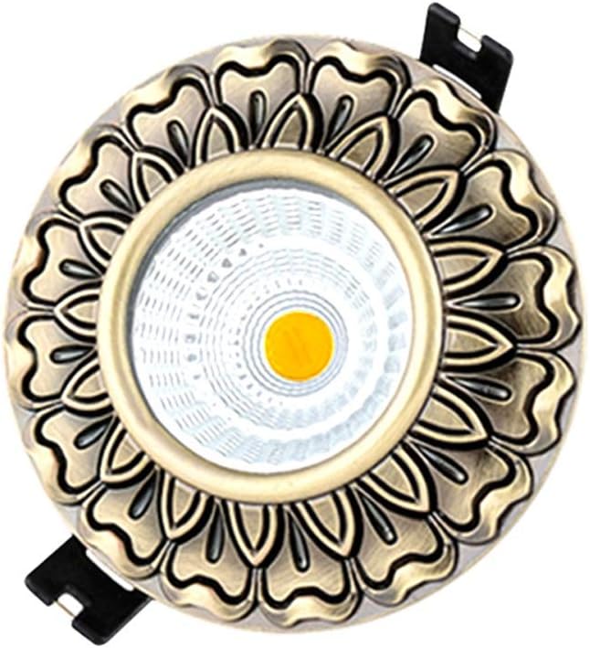 Recessed 3W/5W/7W LED Slim Recessed Lighting European Bronze Panel Retro COB Downlight Ultra Bright Integrated Down Lights with LED Driver Aluminum Simple Retrofit Installation Down Light Integr