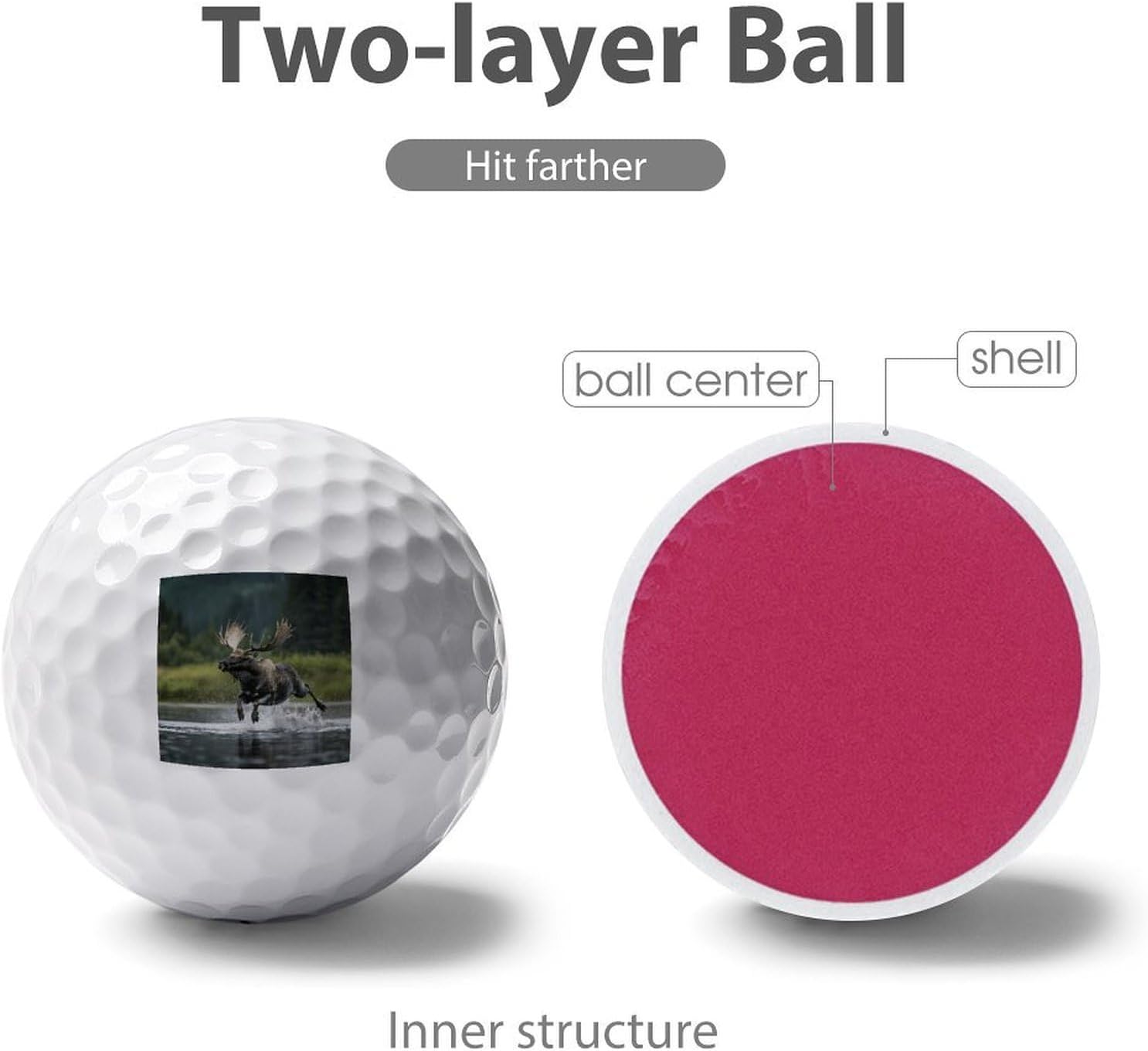 Running Moose in Water Standard Golf Balls Performance Golf Distance Ball Gift for Golfers