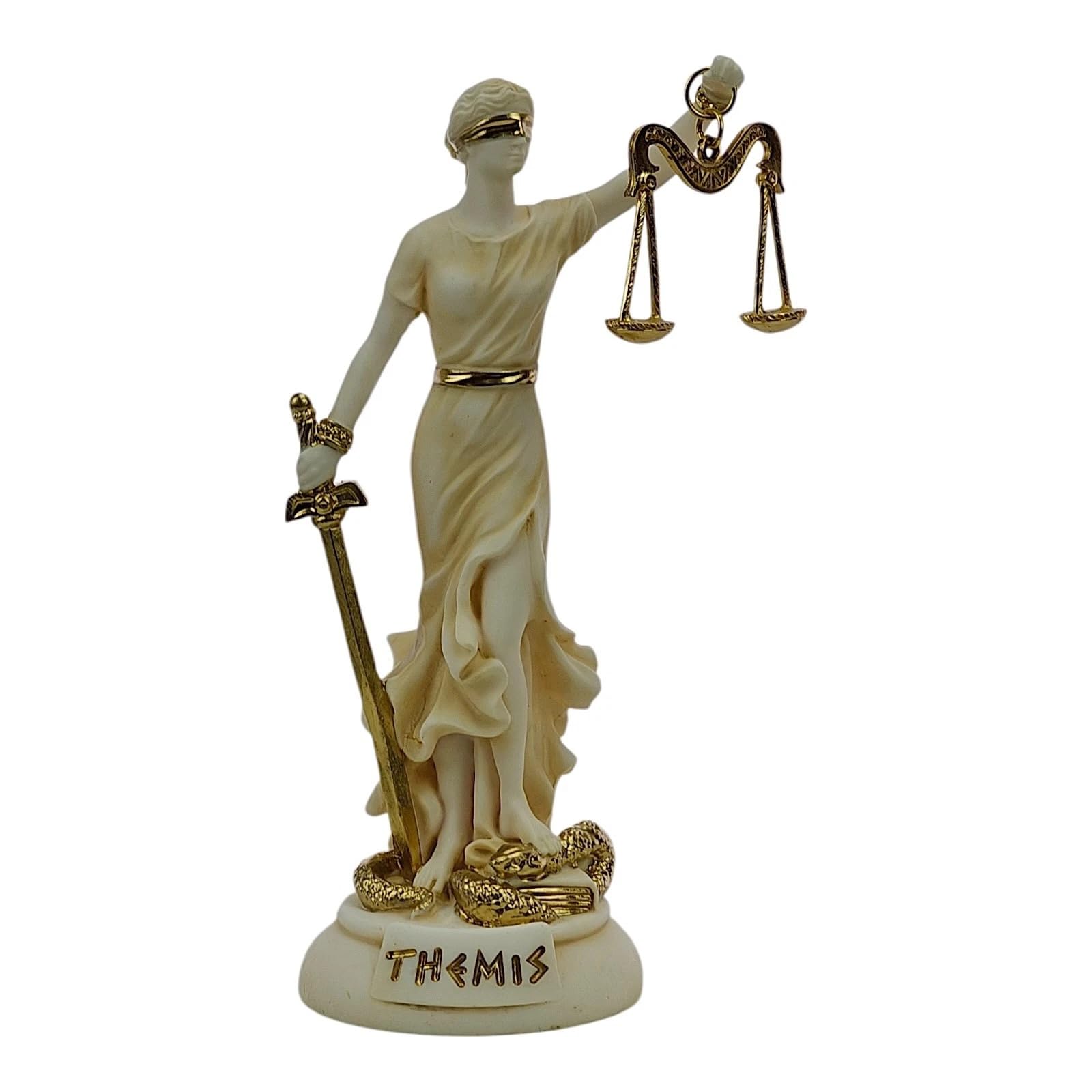 Statue de Thémis en marbre coulé fait main : déesse grecque de la justice 17 cm