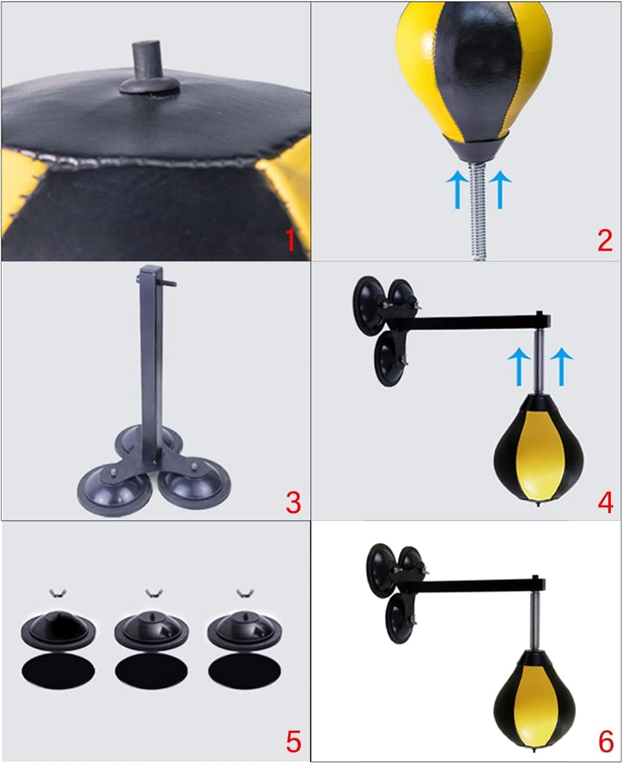 Speed Bags Für Das Boxen Wandhalterung Flexible Leder Puhing Bag Für Erwachsene Kinder Saugnapf Relief Stress Balls Spielzeug Für Das Training Workout, Black, 22 cm (8.6 inch)