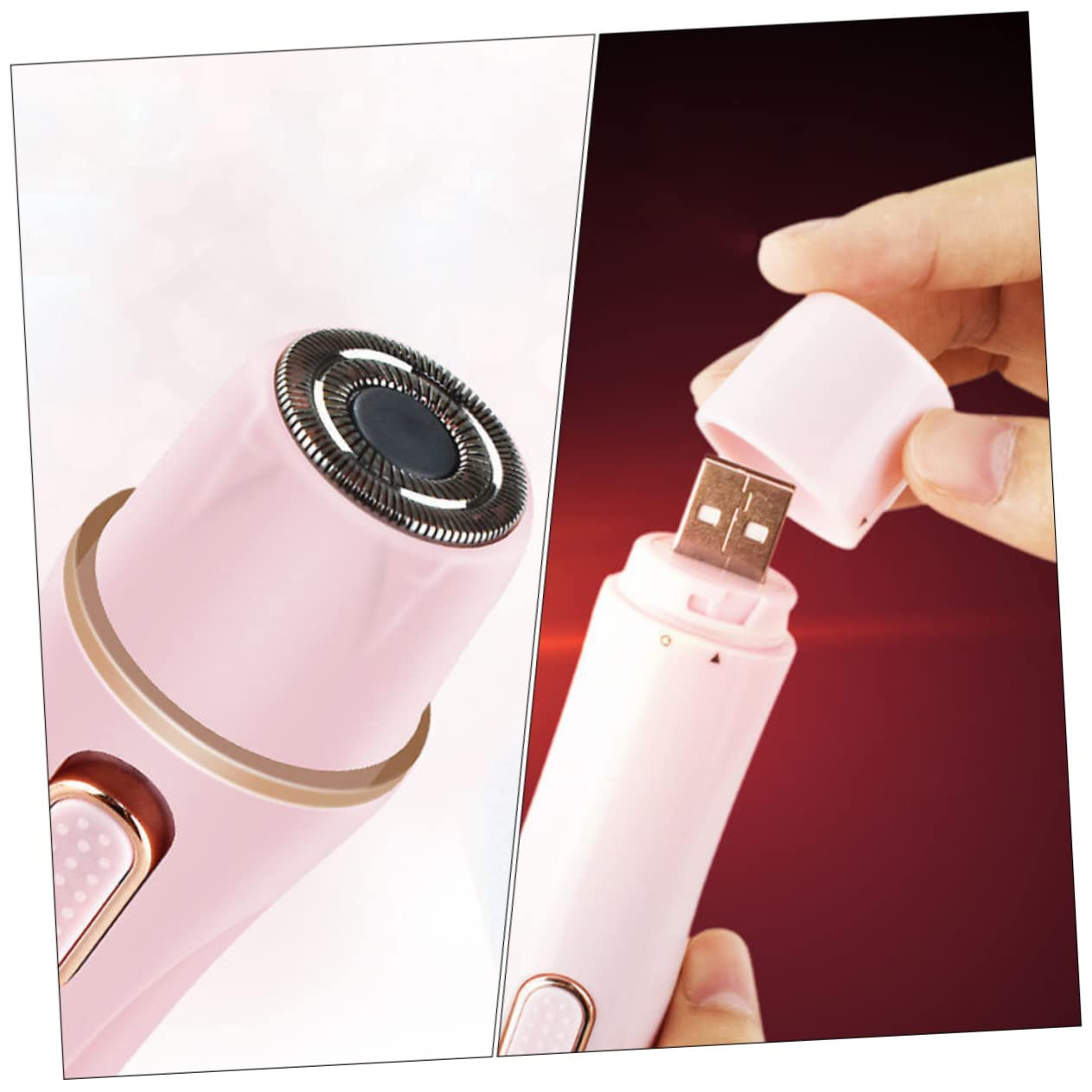 2sets Rasoio Multifunzionale Usb Per Donne Epilatore Portatile e Ricaricabile Per Corpo e Sopracciglia Rosa