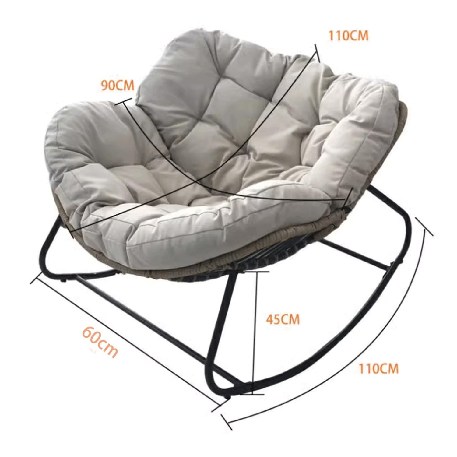 Silla Mecedora con Cojín Sillon de Relax con Soporte de Hierro para Habitación o Salón 150 kg,01