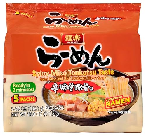 Hikari Menraku Ramen Spicy Miso Tonkotsu Japanese Instant Noodle Soup,