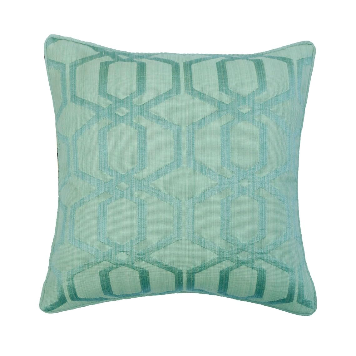 The HomeCentric Blue Pack of 2, 60x60 cm (24"x24") Euro Shams, Jacquard Geometric Throw Cushions For Couch, Geometric Pattern Contemporary Style - Tender Times