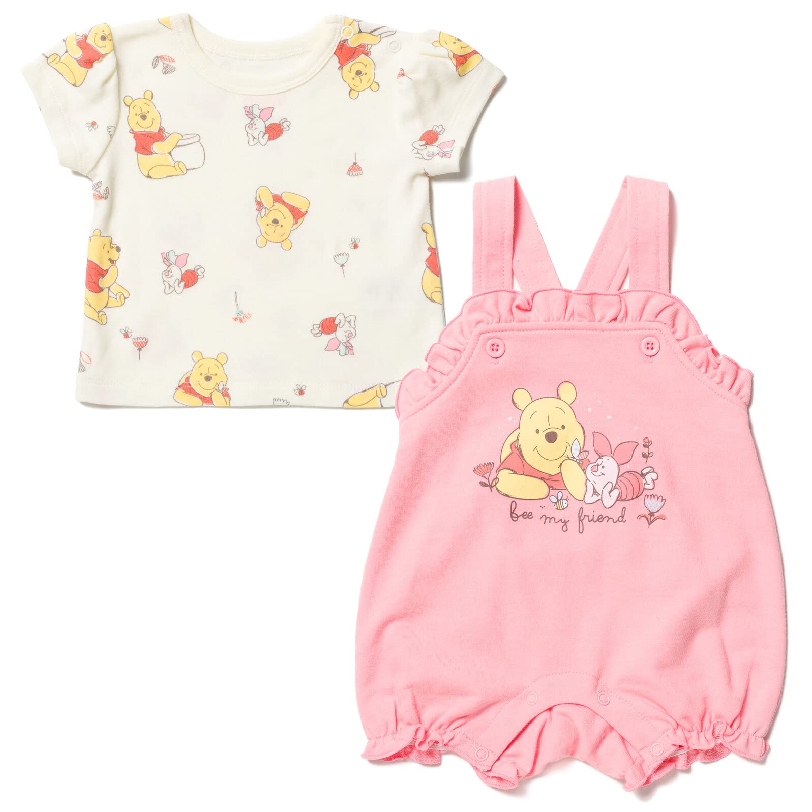 Disney Minnie Mouse Kubuś Puchatek dla dziewczynek French Terry krótki kombinezon i T-shirt dla noworodków do małych dzieci